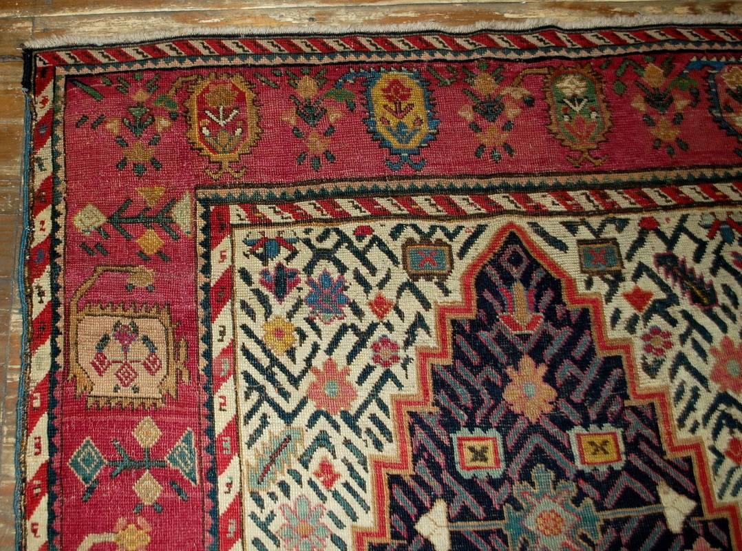 Handmade Antique Caucasian Karabagh Rug, 1880s, 1B492 In Good Condition For Sale In Bordeaux, FR