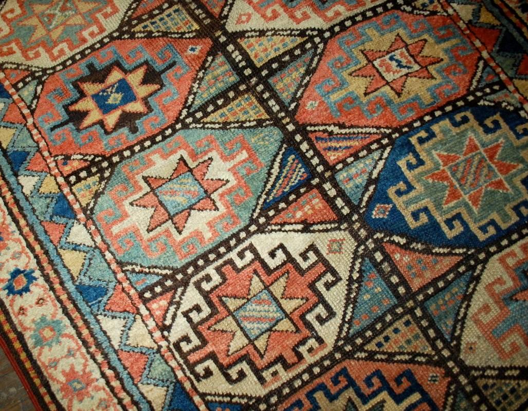 Handmade Antique Caucasian Kazak Mohan Rug, 1880s, 1B493 In Good Condition In Bordeaux, FR