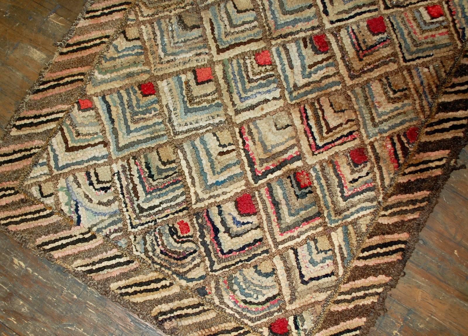 20th Century Handmade Antique American Hooked Rug, 1900s, 1B497 For Sale