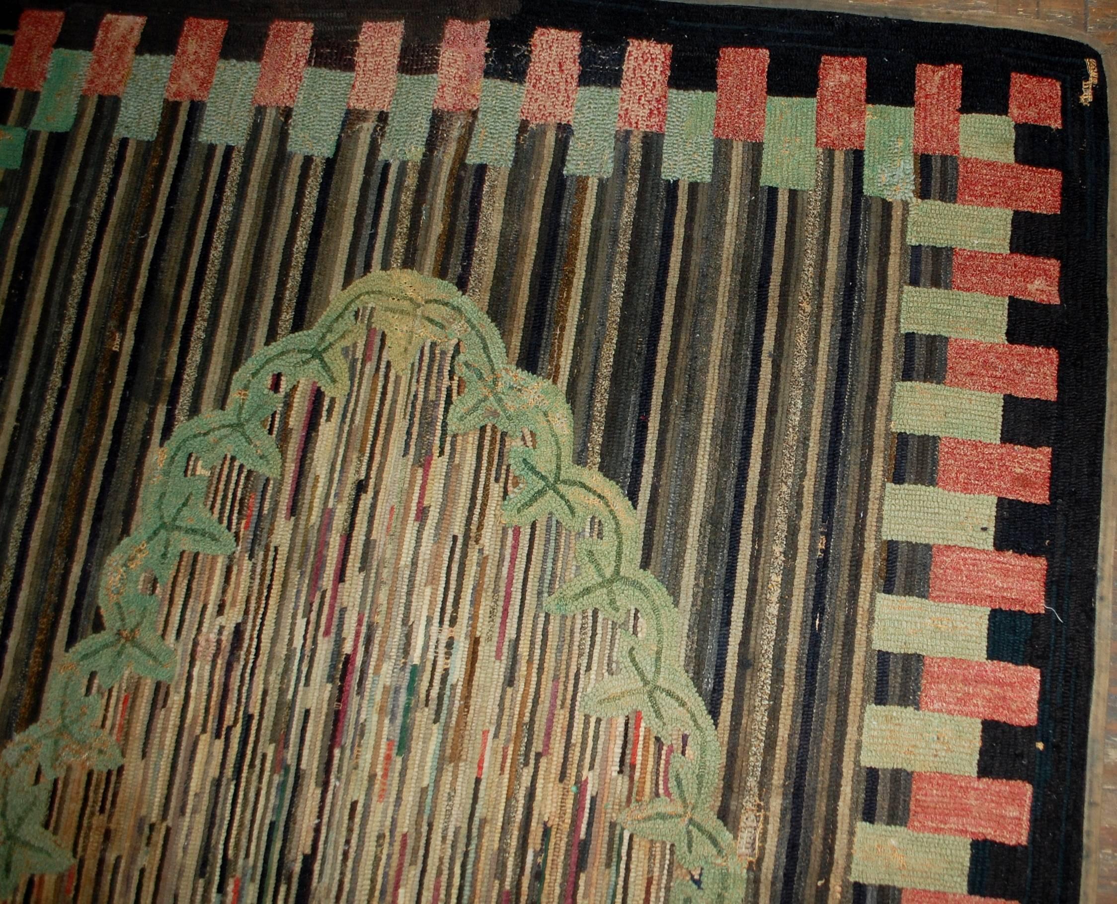 19th Century Handmade Antique American Hooked Rug, 1880s, 1B511 For Sale