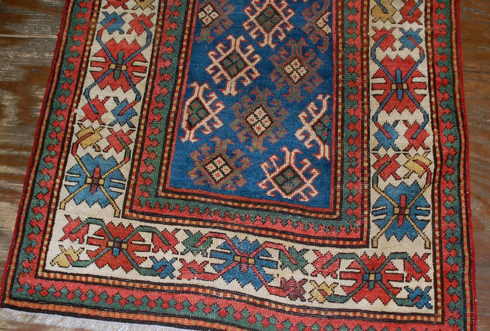 Handmade Antique Caucasian Gendje Rug, 1880s In Good Condition For Sale In Bordeaux, FR