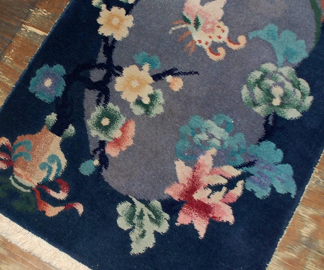 Hand-Knotted Handmade Antique Art Deco Chinese Rug, 1920s, 1B530 For Sale