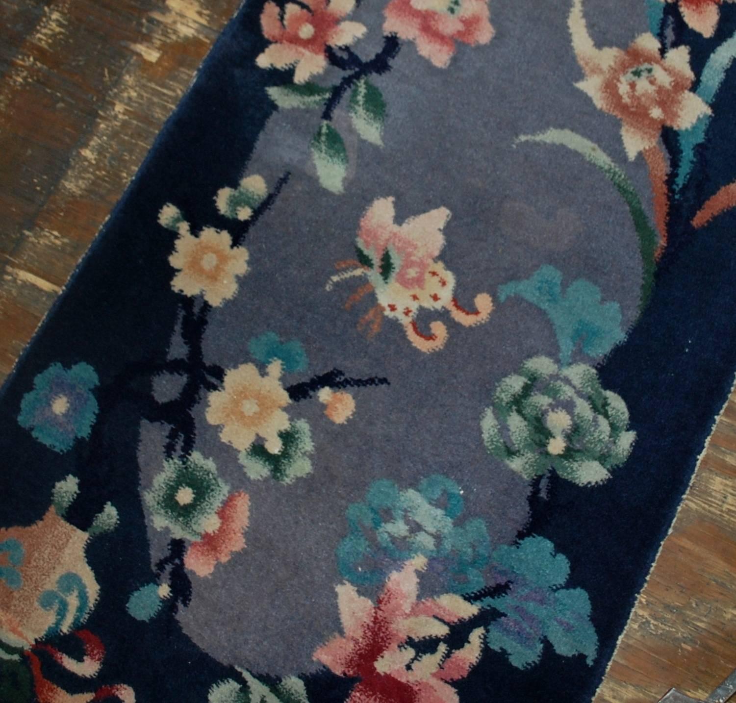 Handgefertigter antiker chinesischer Art-Déco-Teppich, 1920er Jahre, 1B530 im Zustand „Gut“ im Angebot in Bordeaux, FR