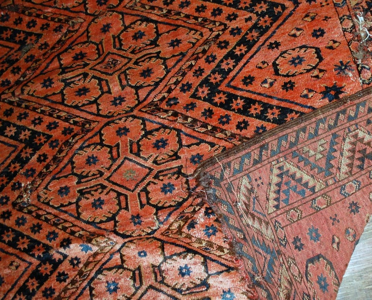 Handmade Antique Collectible Uzbek Beshir Rug, 1900s For Sale at 1stdibs