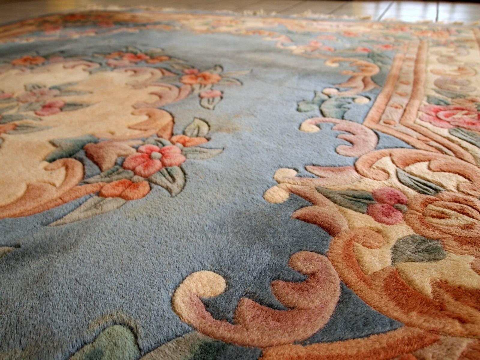 Handmade Vintage Art Deco Chinese Rug, 1970s, 1C465 4