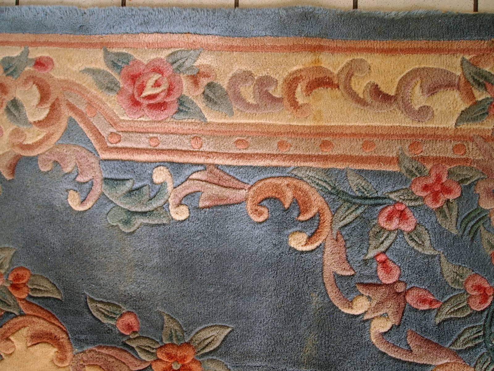 20th Century Handmade Vintage Art Deco Chinese Rug, 1970s, 1C465