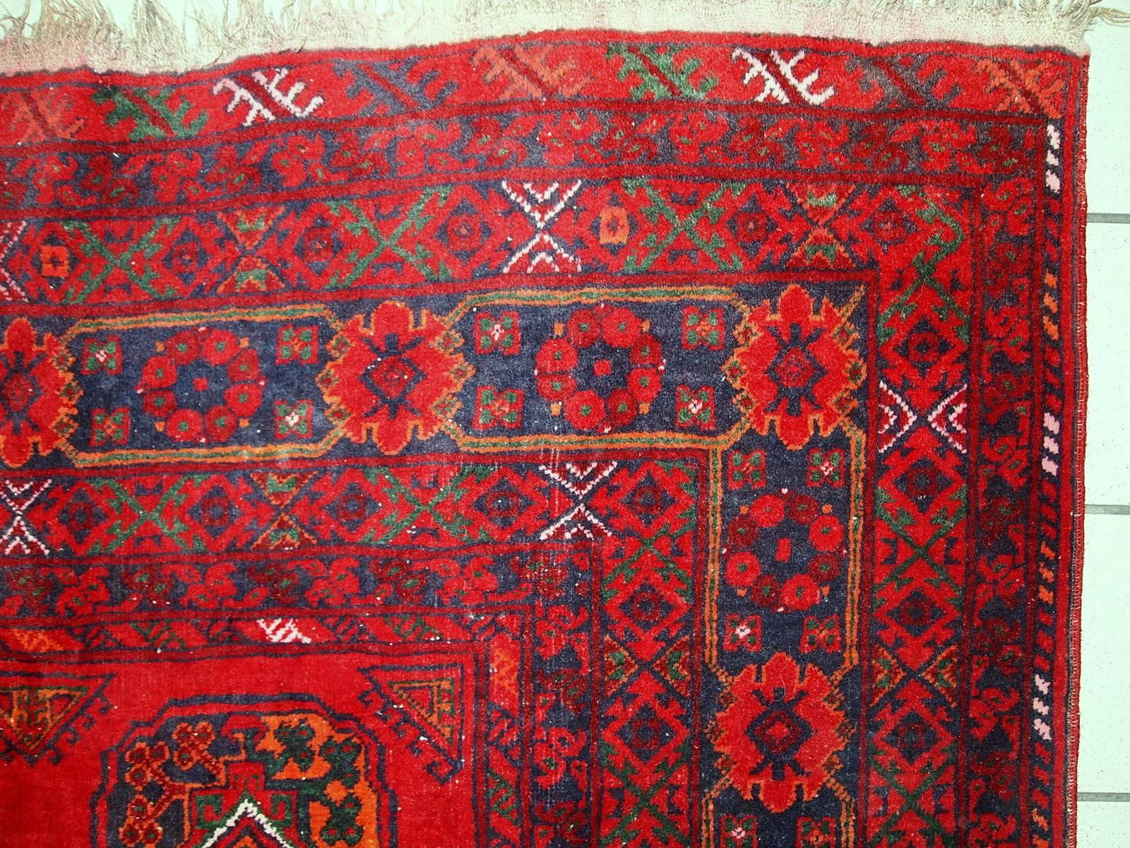 Hand-Knotted Handmade Vintage Afghan Ersari, 1970s