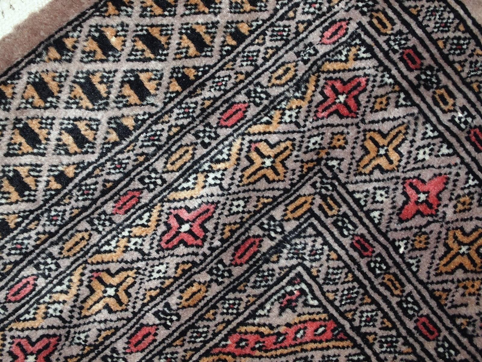 Handmade Vintage Uzbek Bukhara Rug, 1970s, 1C474 2