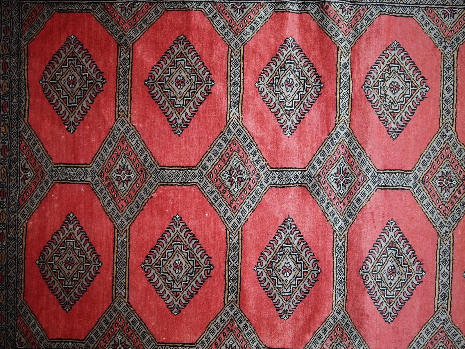 Wool Handmade Vintage Uzbek Bukhara Rug, 1970s, 1C474