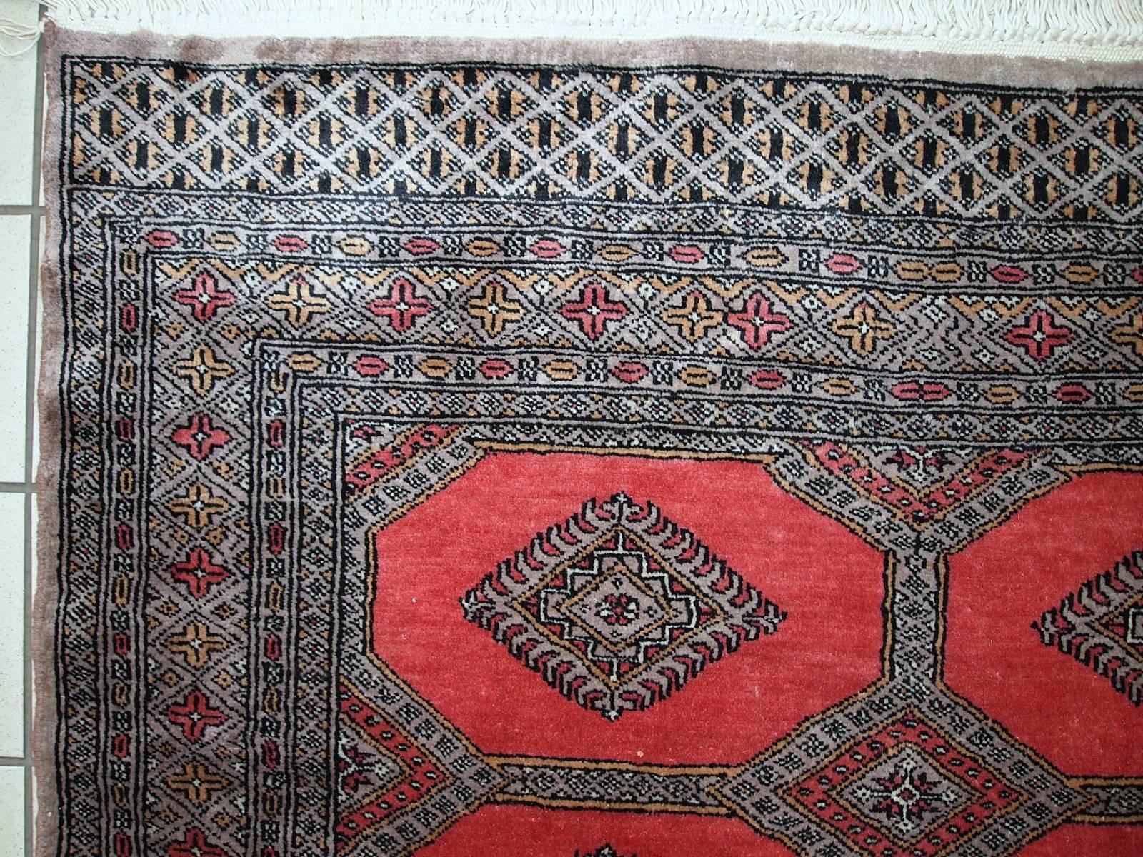 Handmade Vintage Uzbek Bukhara Rug, 1970s, 1C474 4