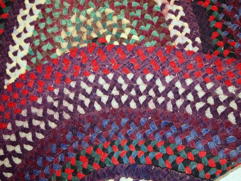 Handmade Antique American Braided Rug, 1920s For Sale at 1stdibs