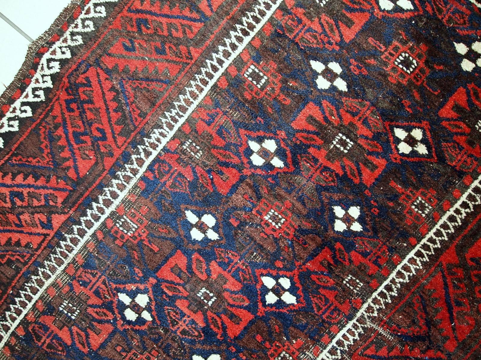 20th Century Handmade Antique Afghan Baluch Rug, 1920s, 1C489
