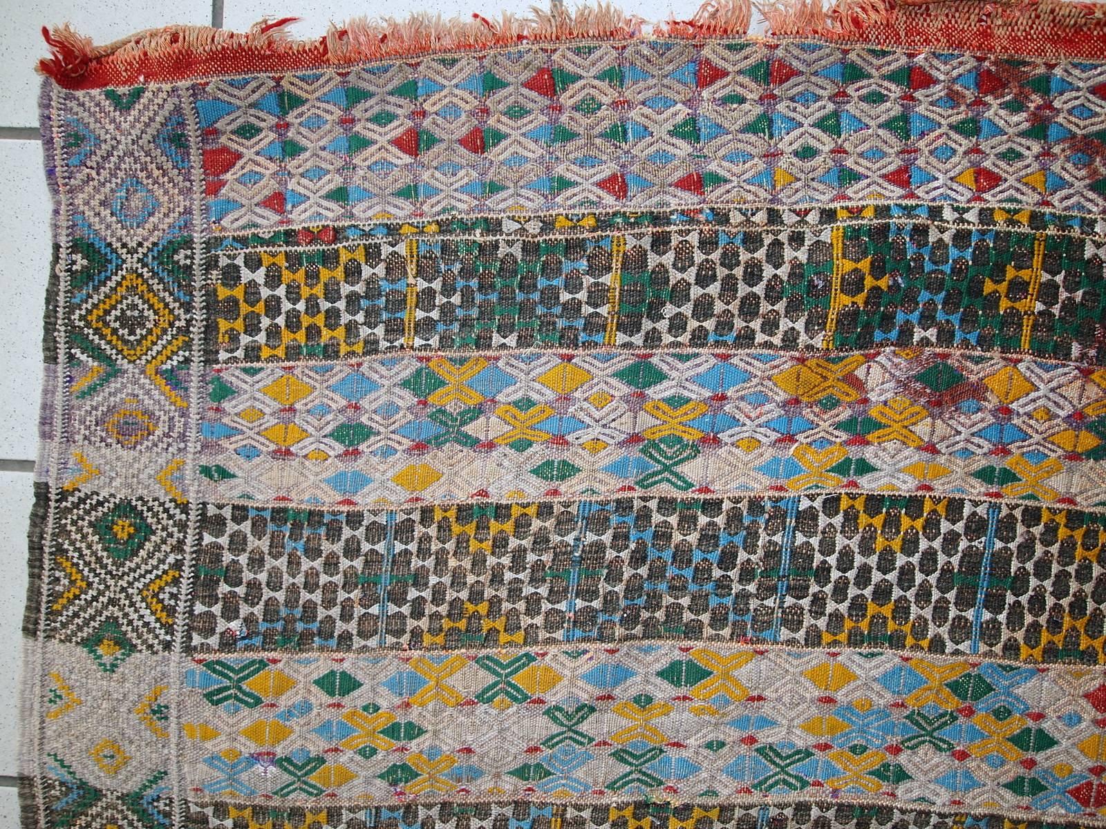 Hand-Knotted Handmade Vintage Tunisian Flat-Weave Kilim, 1950s, 1C497