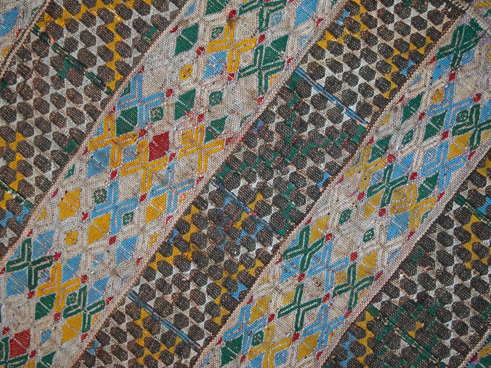 20th Century Handmade Vintage Tunisian Flat-Weave Kilim, 1950s, 1C497