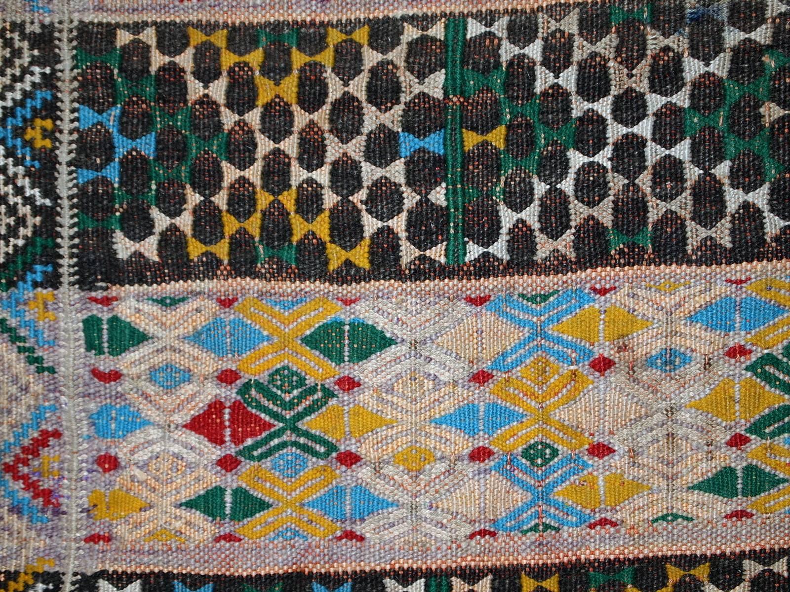 Cotton Handmade Vintage Tunisian Flat-Weave Kilim, 1950s, 1C497