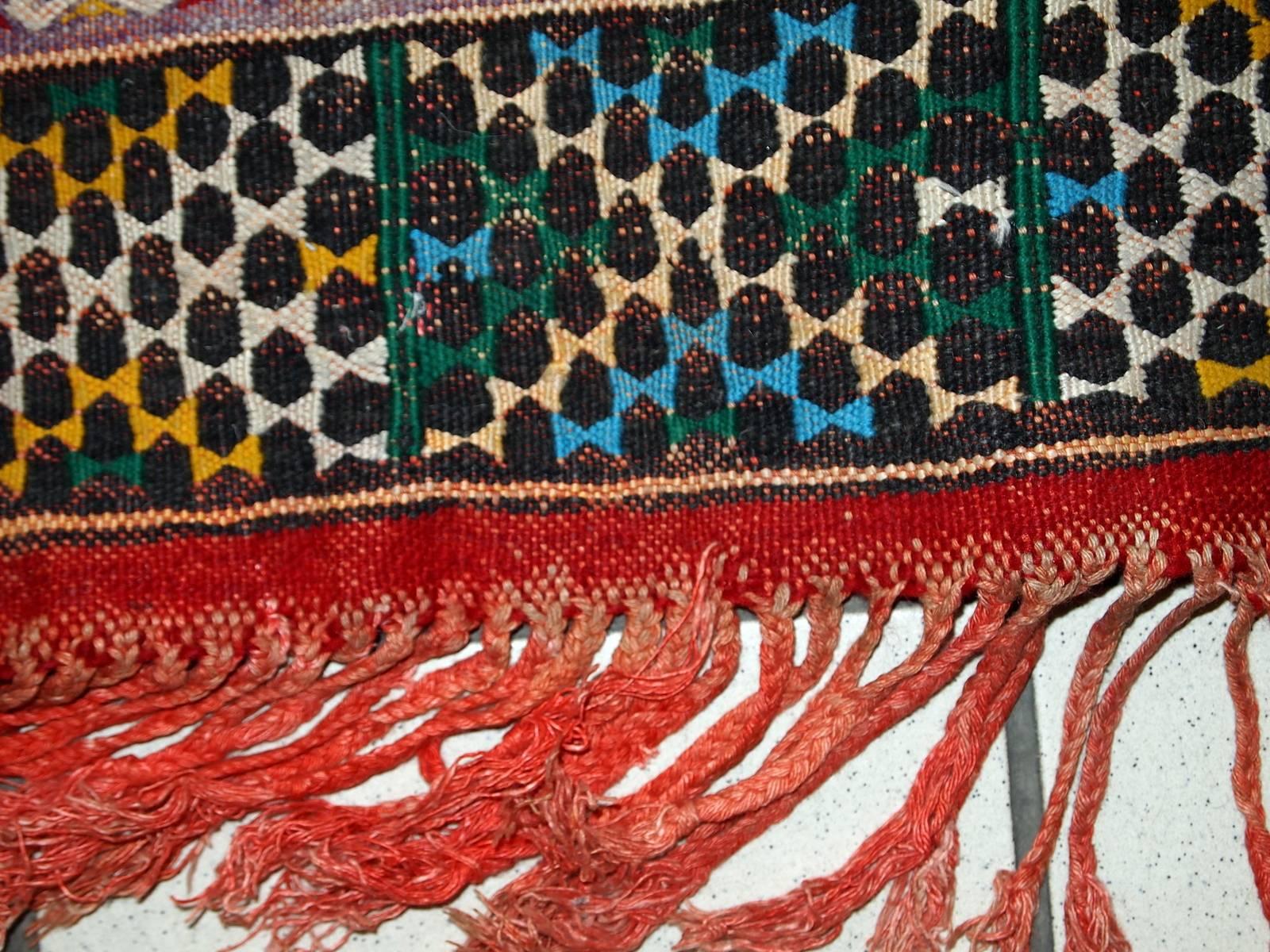 Handmade Vintage Tunisian Flat-Weave Kilim, 1950s, 1C497 2
