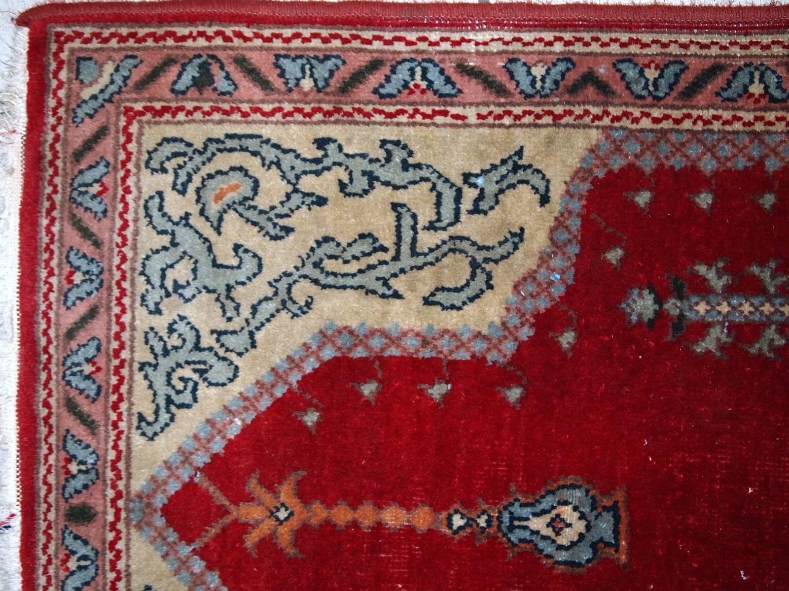 Hand-Knotted Handmade Antique Turkish Konya Rug, 1920s, 1C500 For Sale
