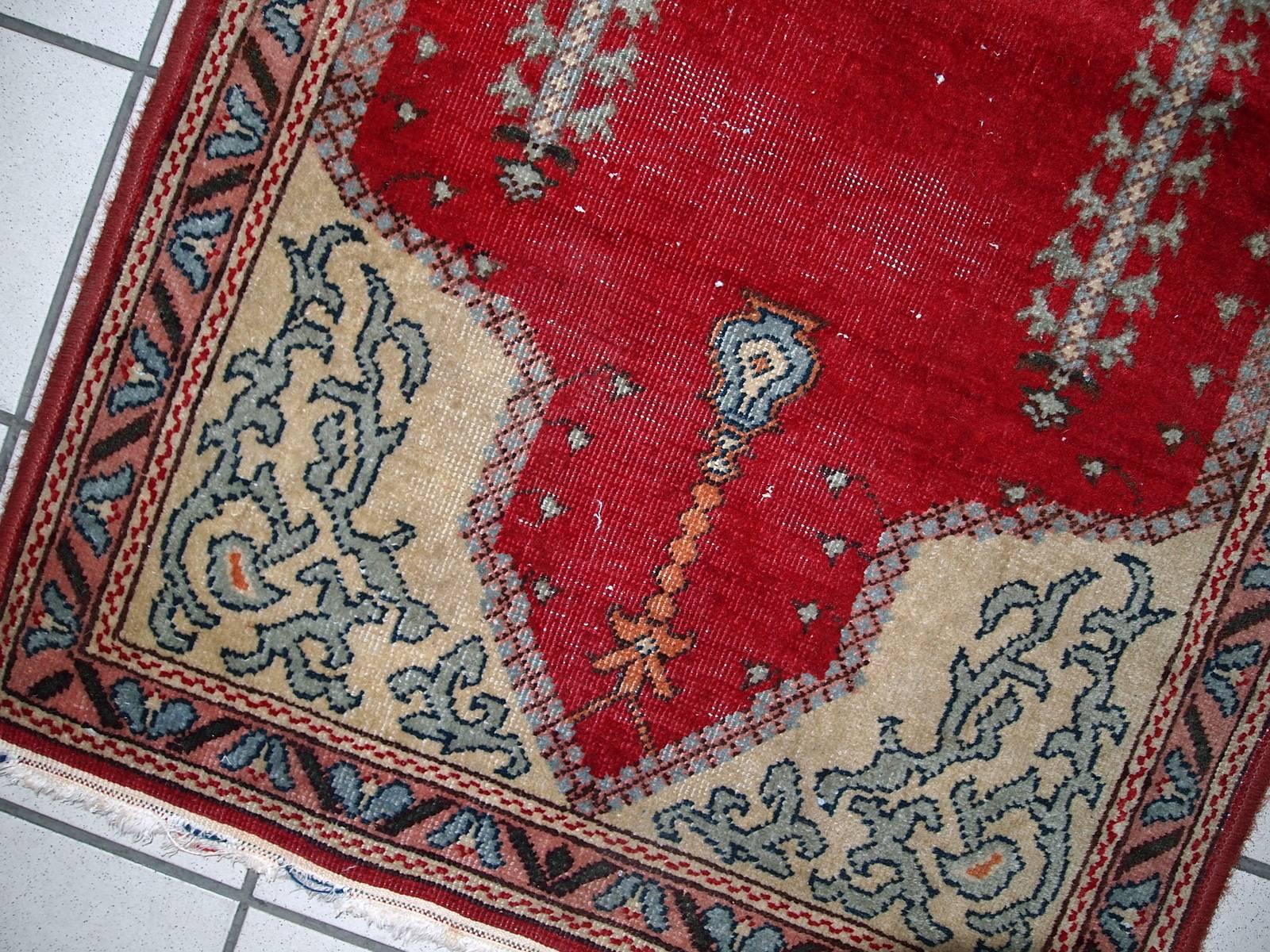 Wool Handmade Antique Turkish Konya Rug, 1920s, 1C500 For Sale