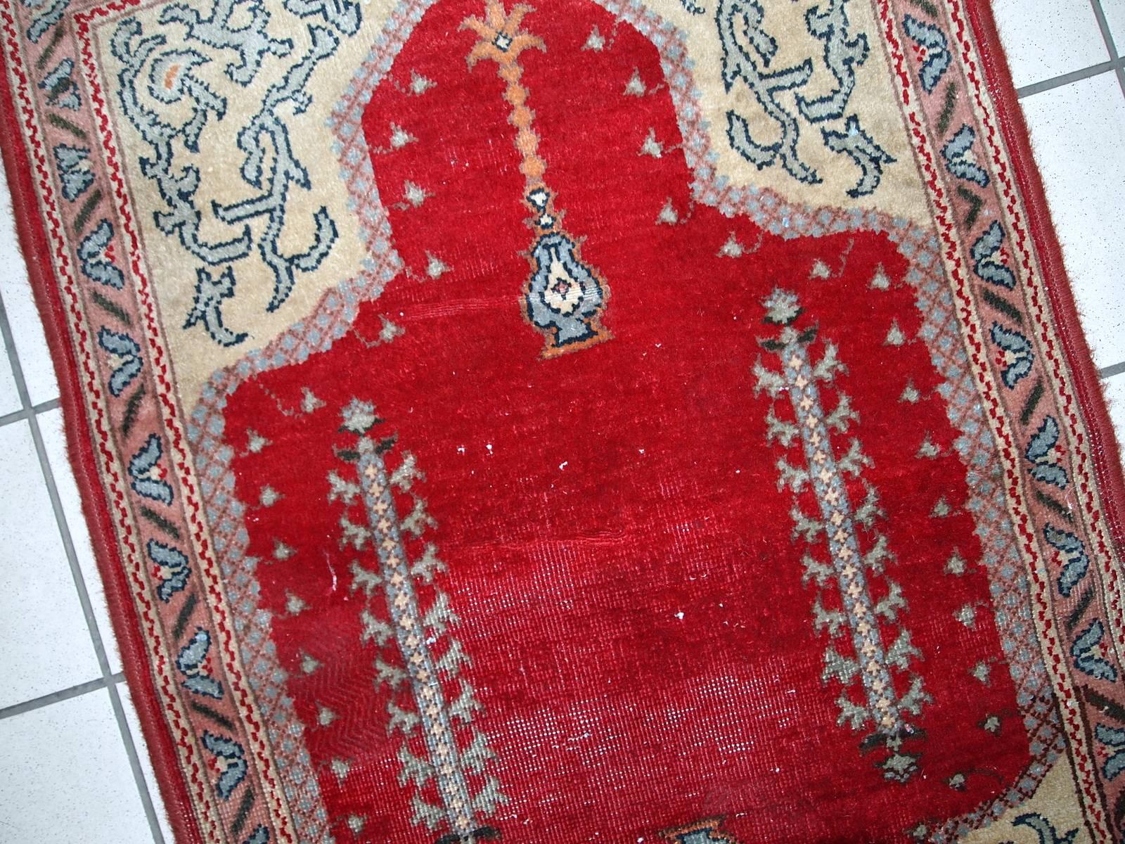 Alfombra turca antigua Konya hecha a mano, años 20, 1C500 en venta 2