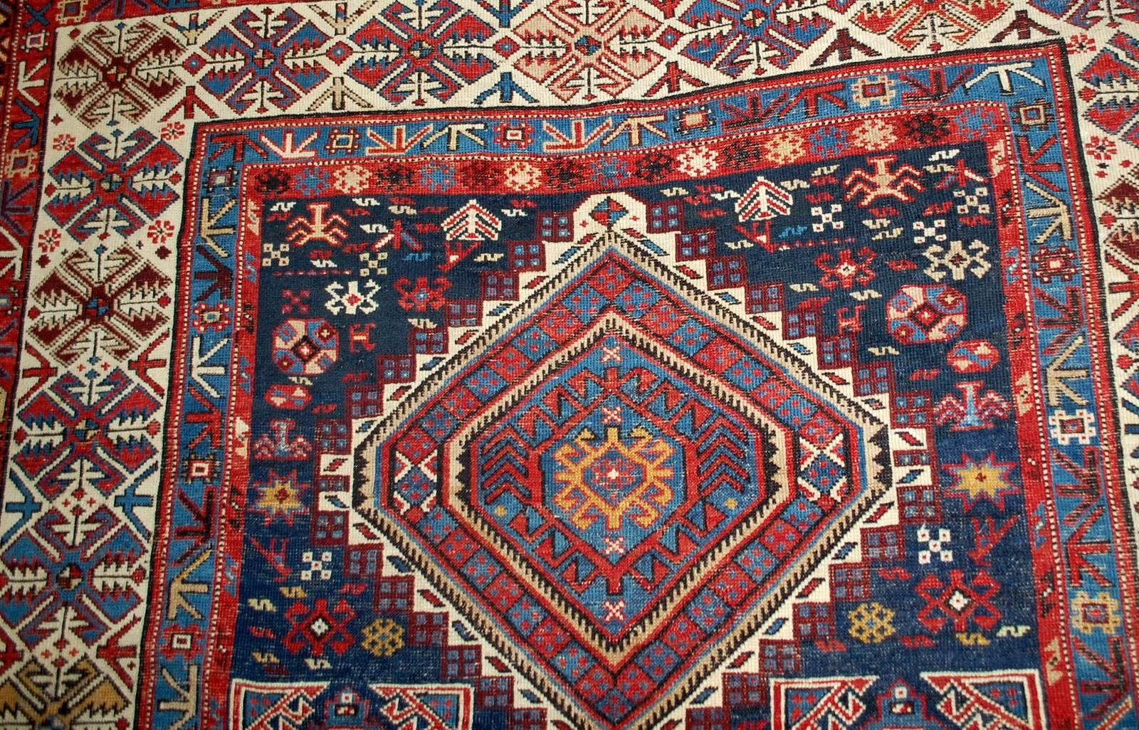 Handmade Antique Caucasian Shirvan Rug, 1880s 1