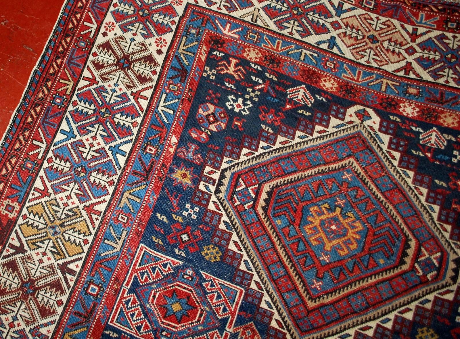 Handmade Antique Caucasian Shirvan Rug, 1880s 2