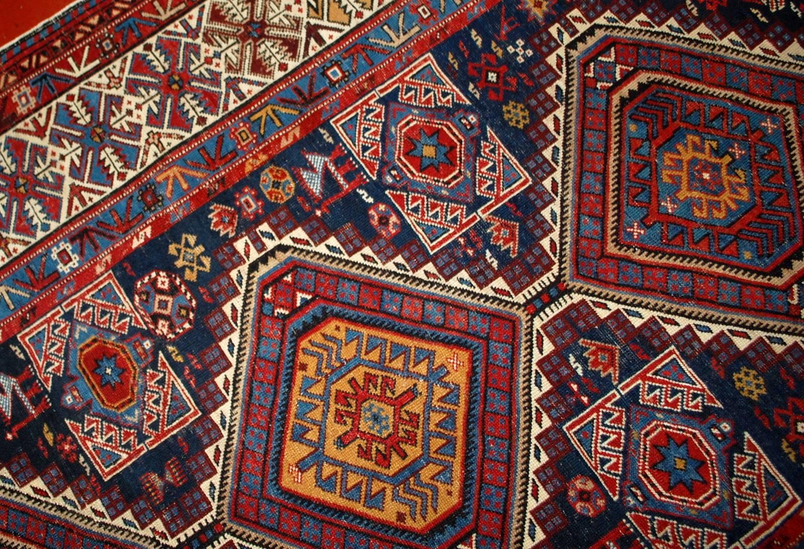 Handmade Antique Caucasian Shirvan Rug, 1880s 3