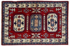 Handmade Antique Caucasian Kazak Rug, 1970s, 1C521