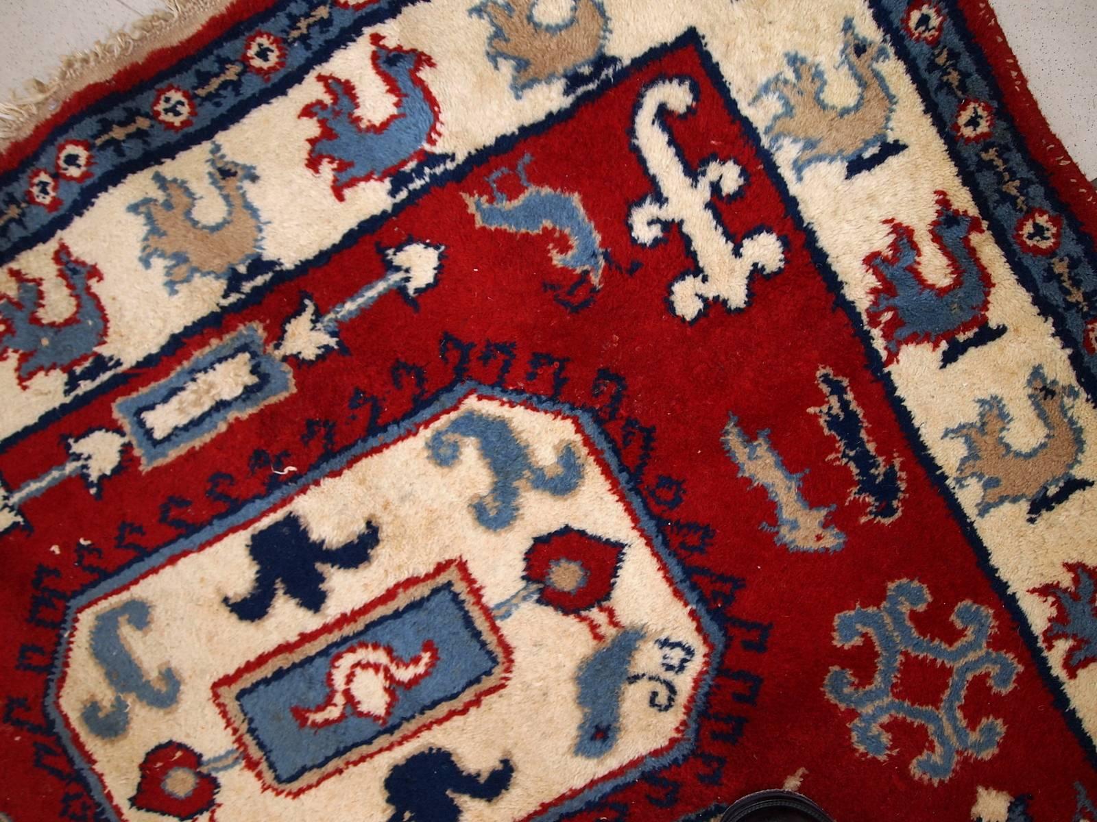 20th Century Handmade Antique Caucasian Kazak Rug, 1970s, 1C521 For Sale