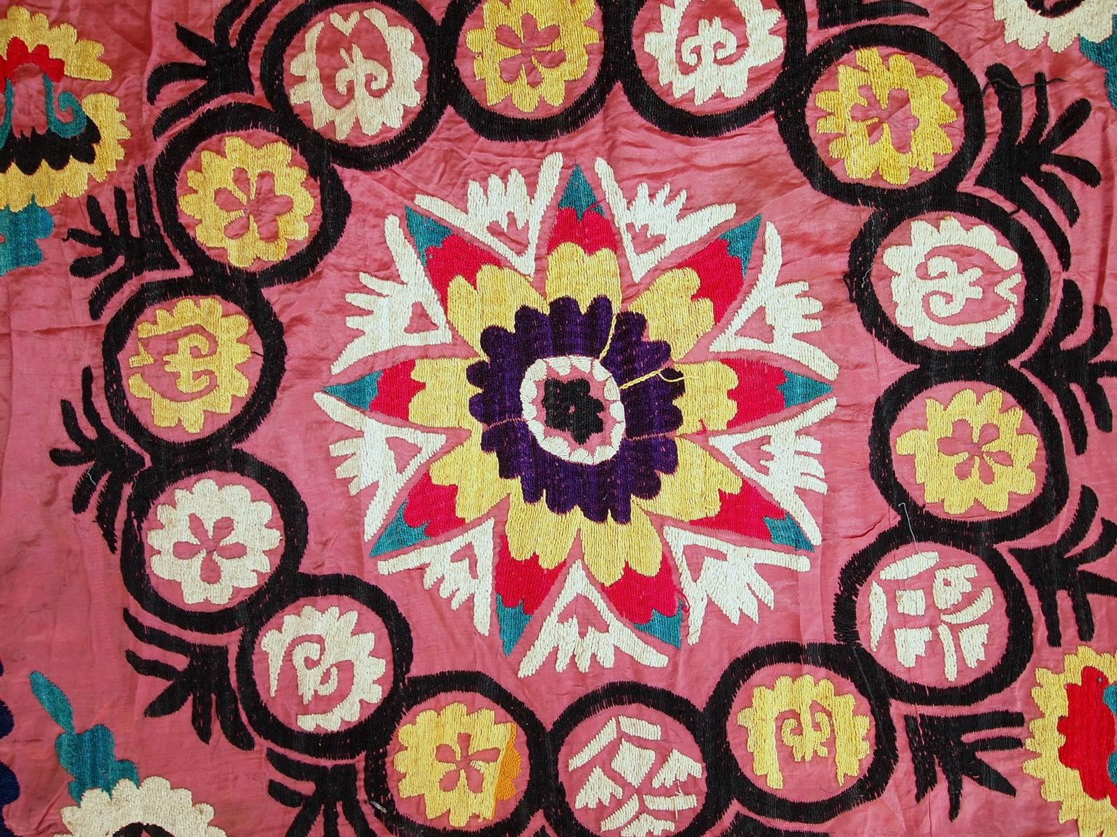 20th Century Handmade Vintage Uzbek Suzani Embroidery, 1960s