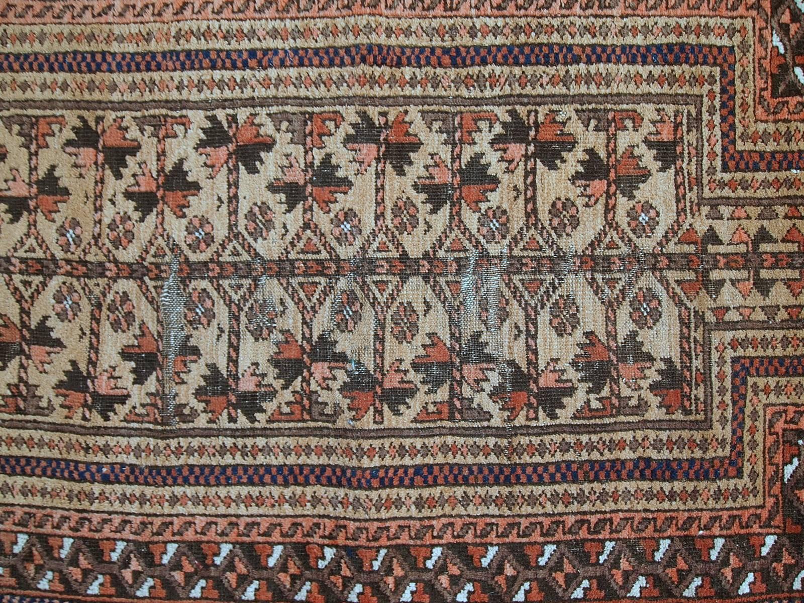 Hand-Knotted Handmade Antique Afghan Baluch Prayer Rug, 1900s, 1C529