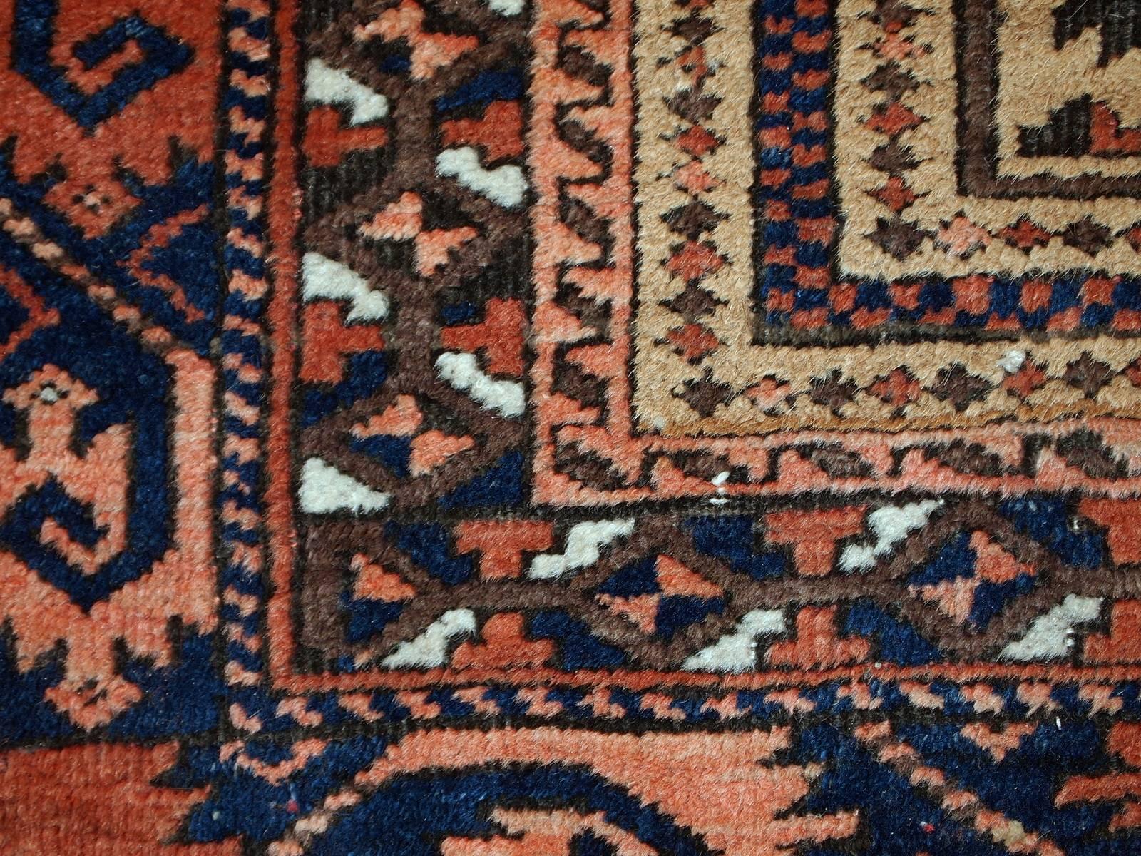 Wool Handmade Antique Afghan Baluch Prayer Rug, 1900s, 1C529