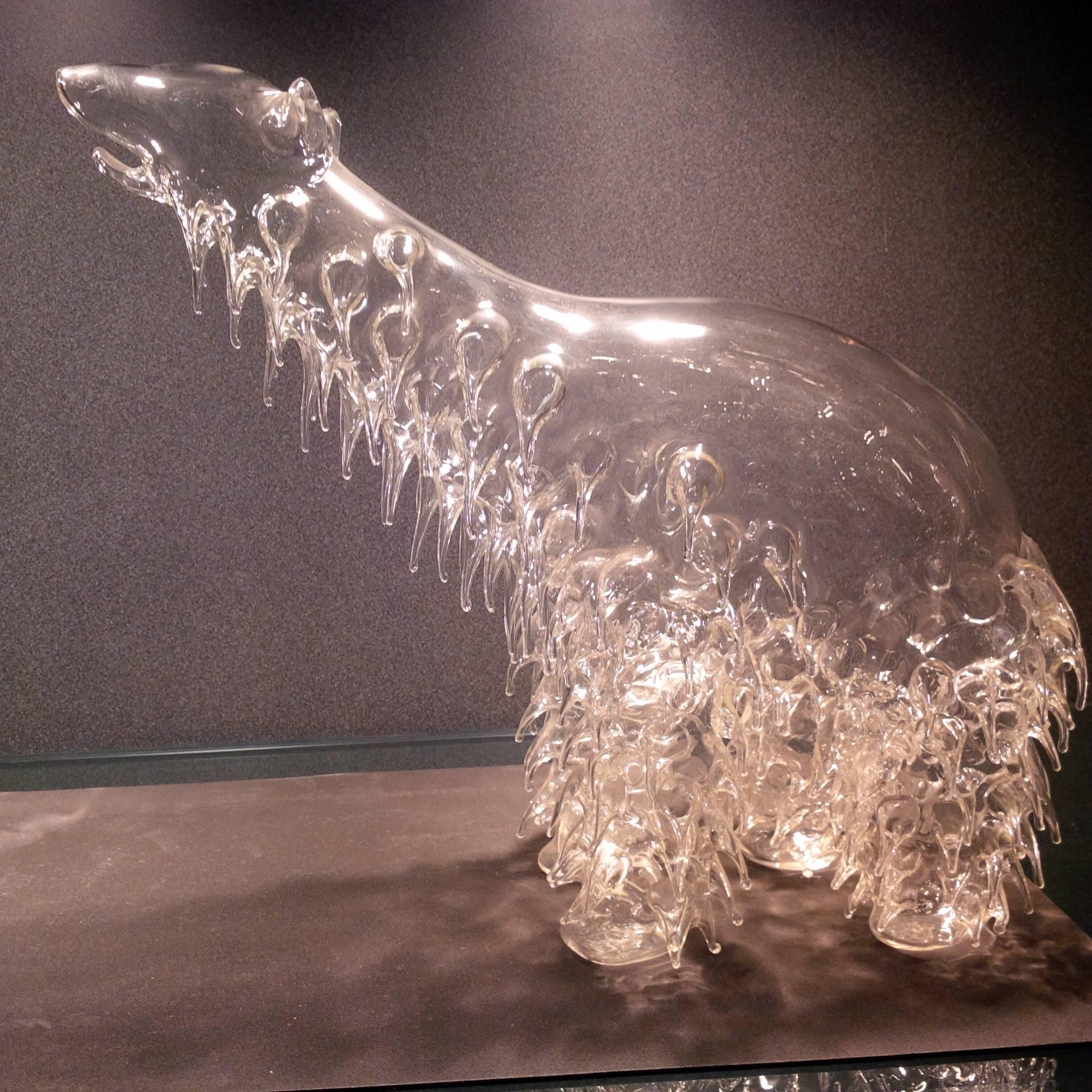 A departure from most art glass heavier sculptures, the pieces by Vera Liskova (1924-1985) are light as air both in form and appearance. Unlike most of her colleagues the artist worked the hot glass herself using hot tube sand rods in her own