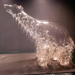 Blown Glass Creation of Polar Bear, Truly Unique Lamp Worked by Vera Liskova