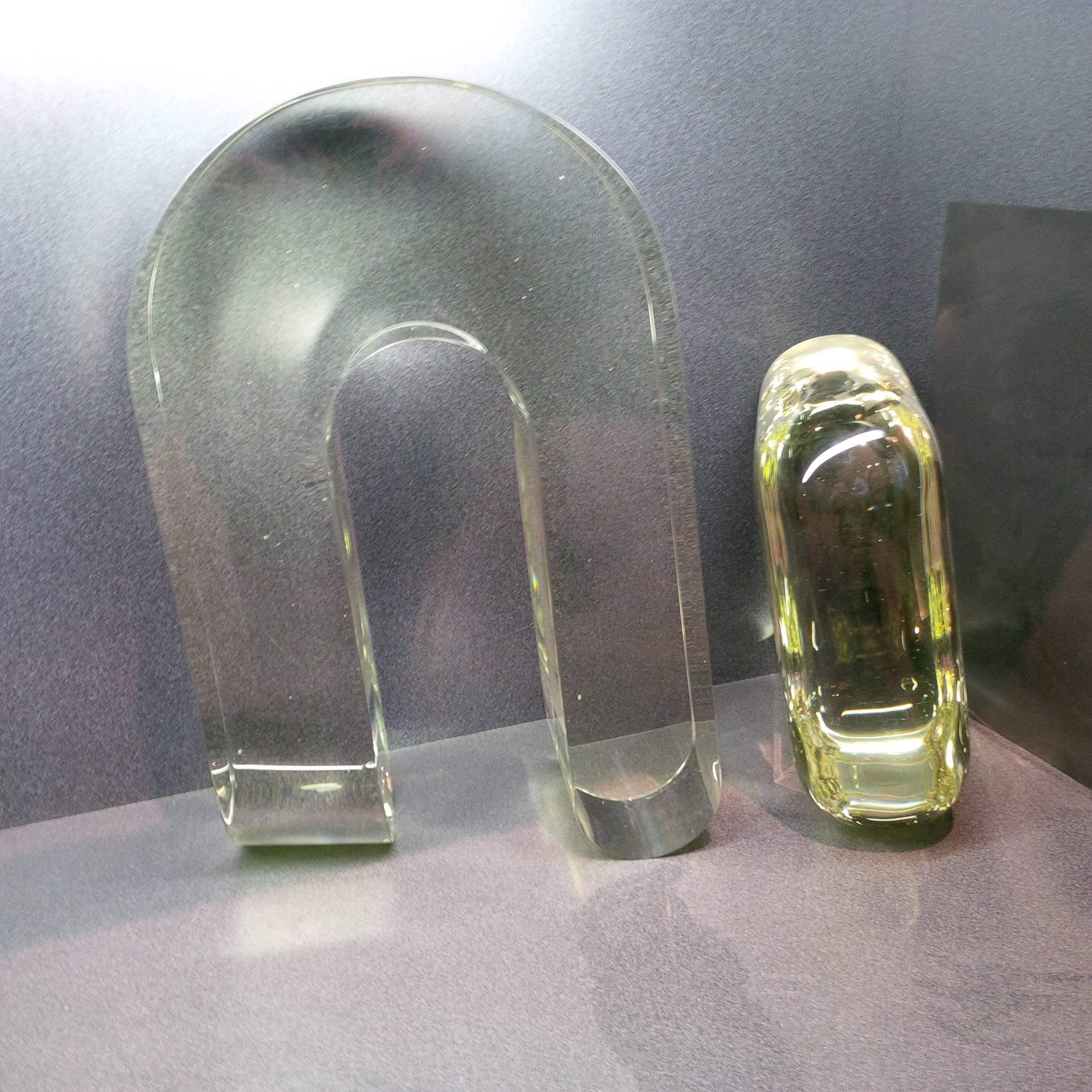 Post-Modern Arch by Bretislav Novak Jr. Distinctive Cut Glass Two-Piece Sculpture For Sale