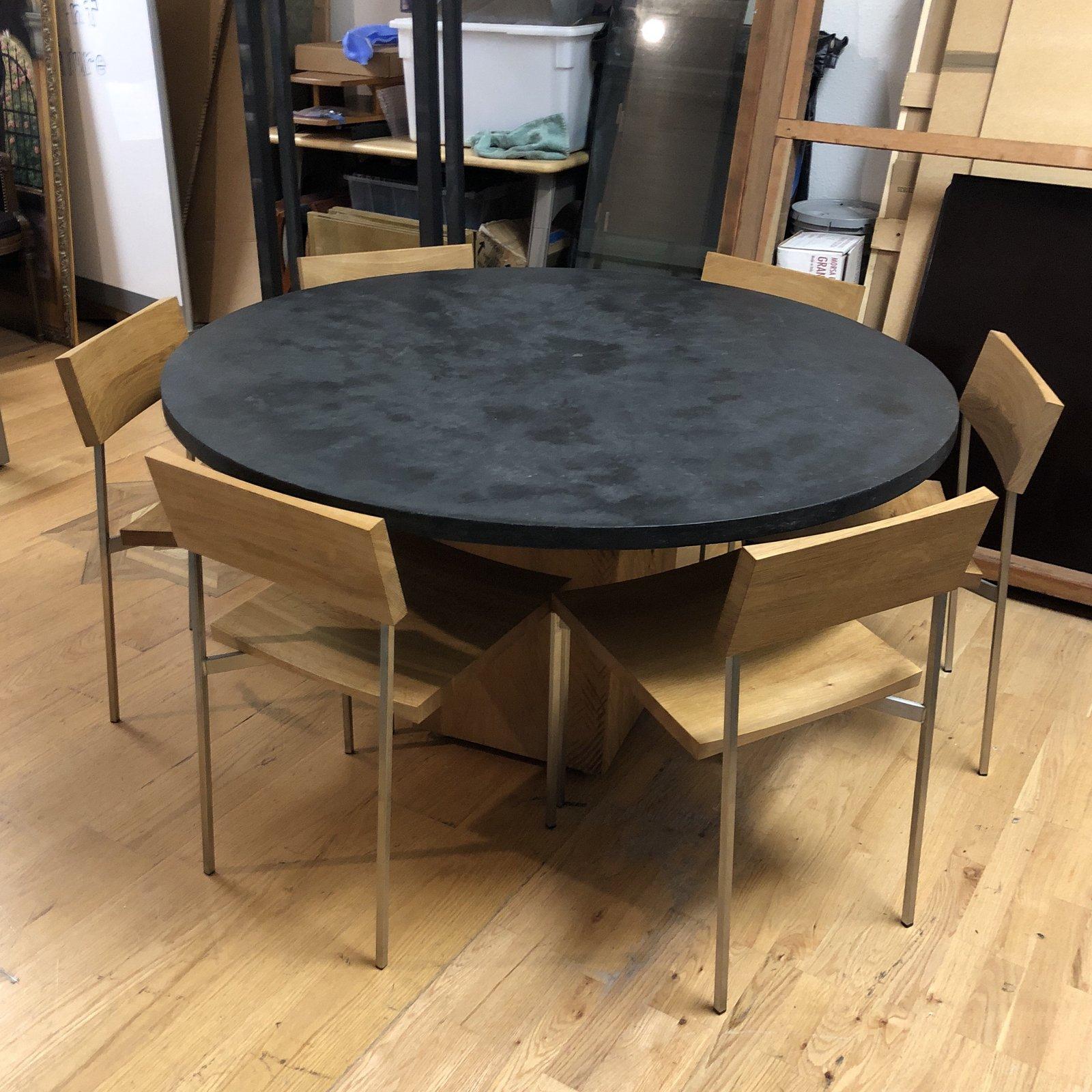 Concrete Wood And Stainless Steel Dining Set For At 1stdibs