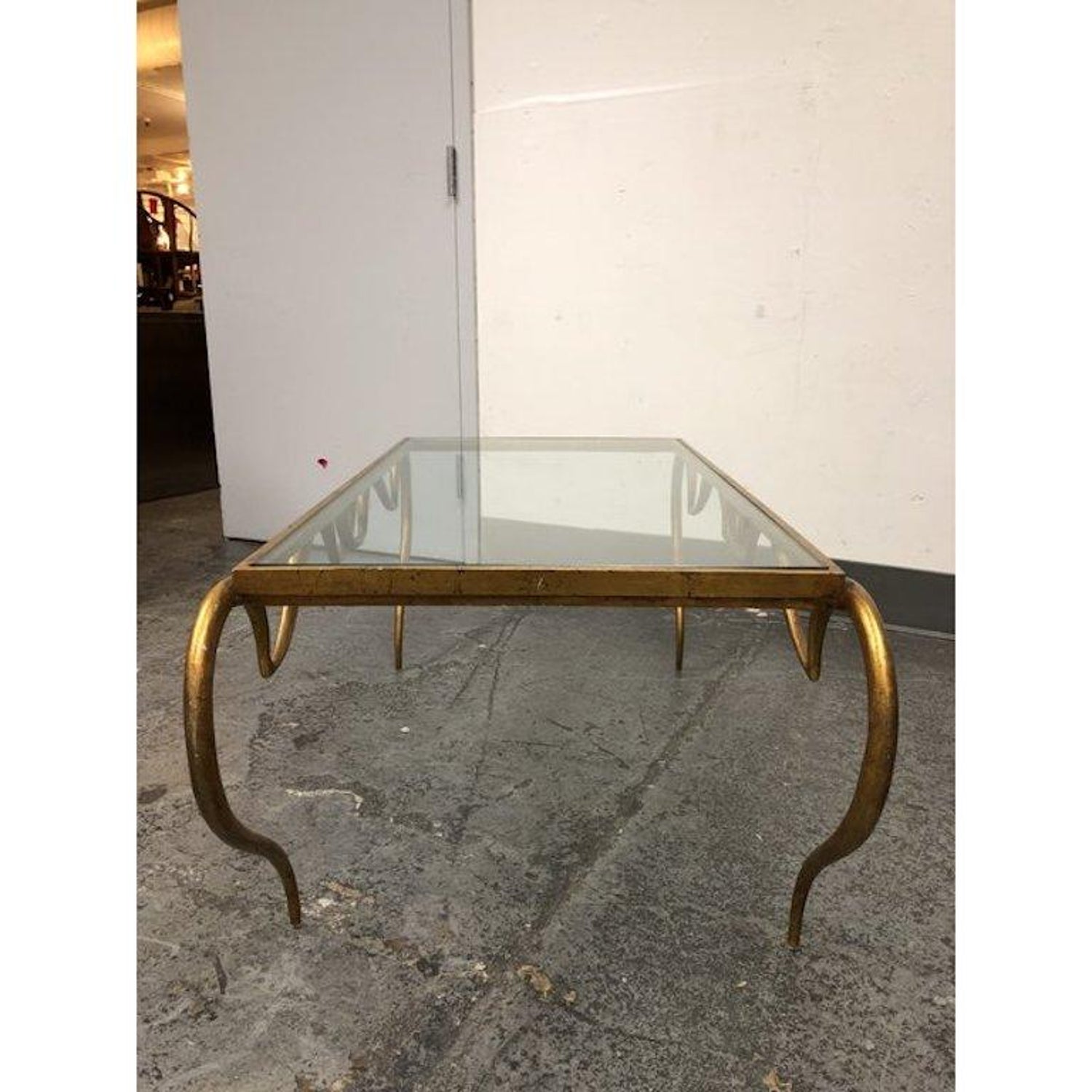 Custom Metal Gold Finish And Gl Top Coffee Table At 1stdibs