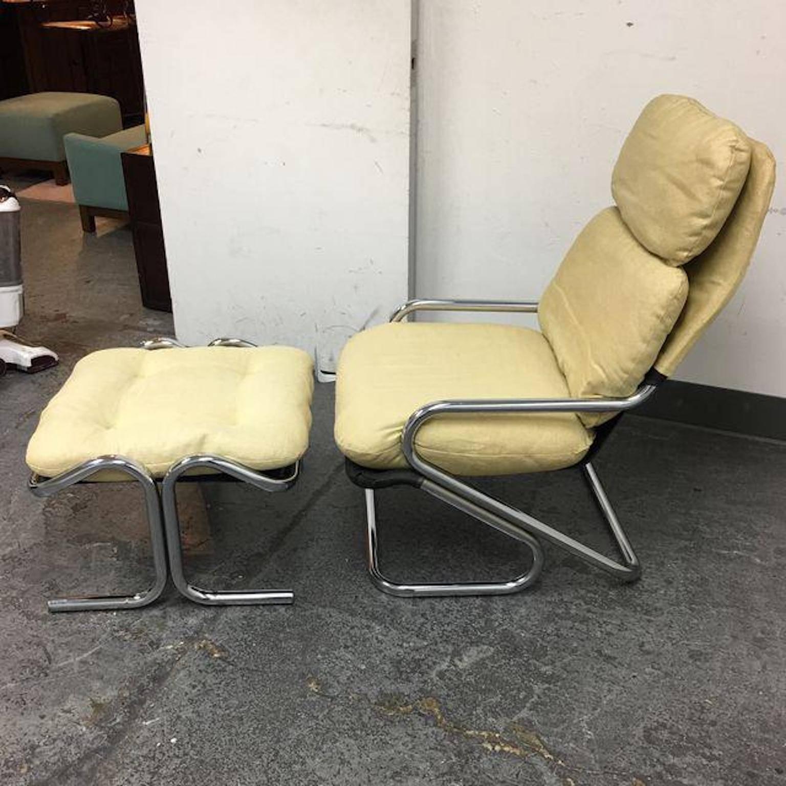 Mid-Century Modern Jerry Johnson Landes Manufacturing Company Sling Chair, Ottoman 