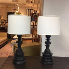 Pair of Ironies Tibilsi Marble Table Lamps