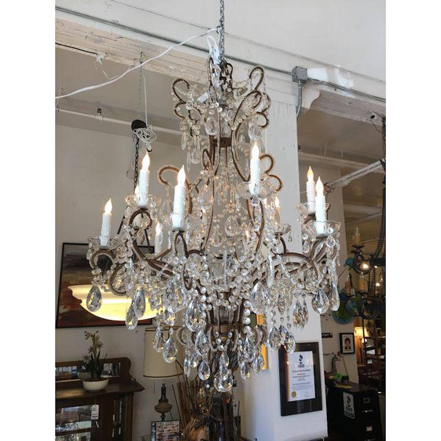 Louis XV Antique Twelve-Light French Chandelier For Sale