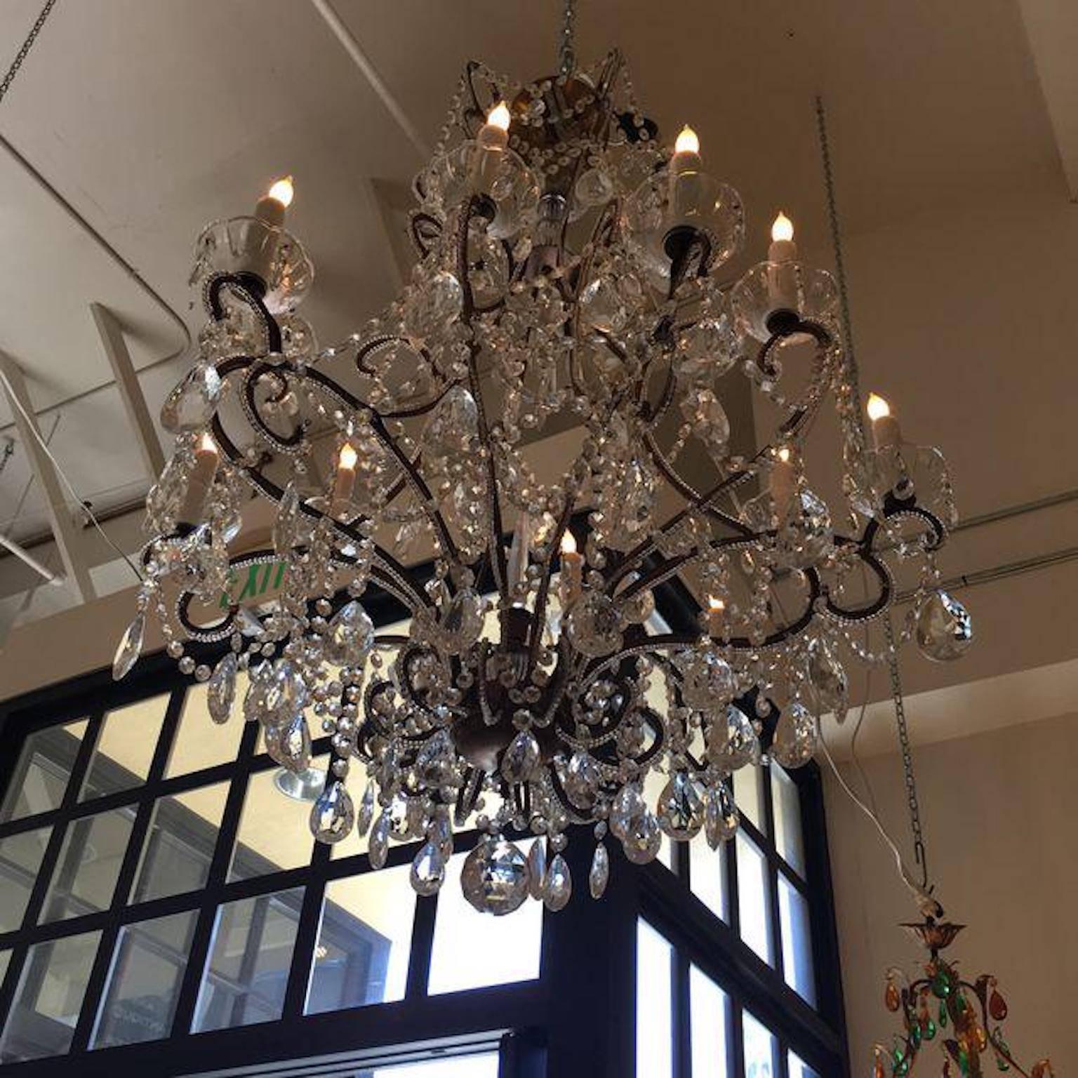 Antique Twelve-Light French Chandelier In Good Condition For Sale In San Francisco, CA