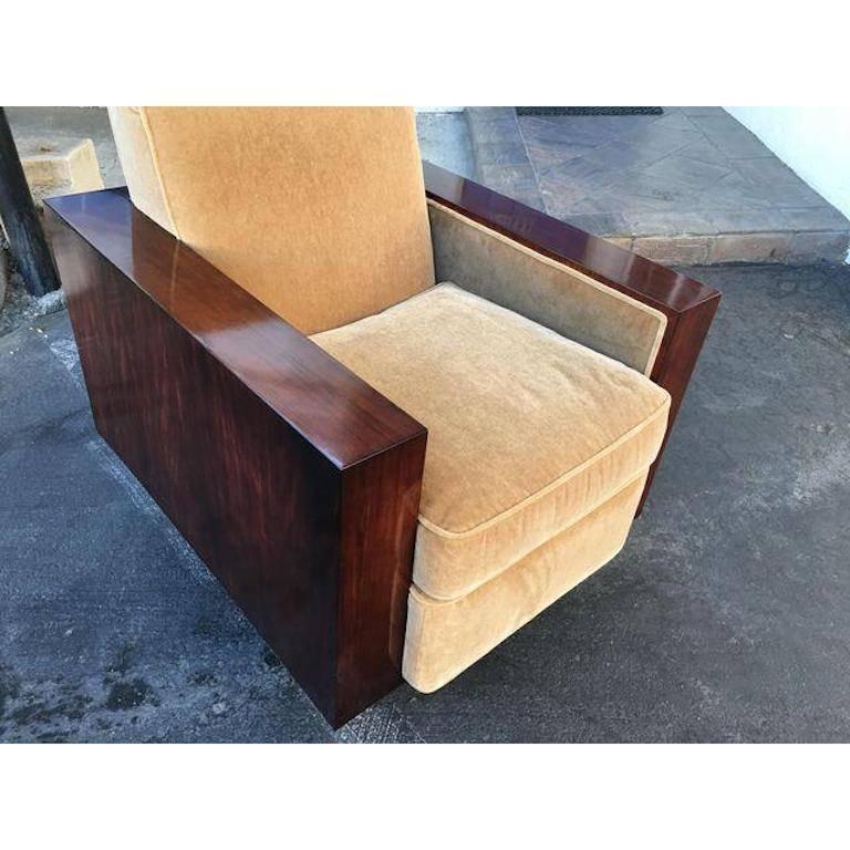 Mohair Pair of Ralph Lauren Modern Metropolis Club Chairs