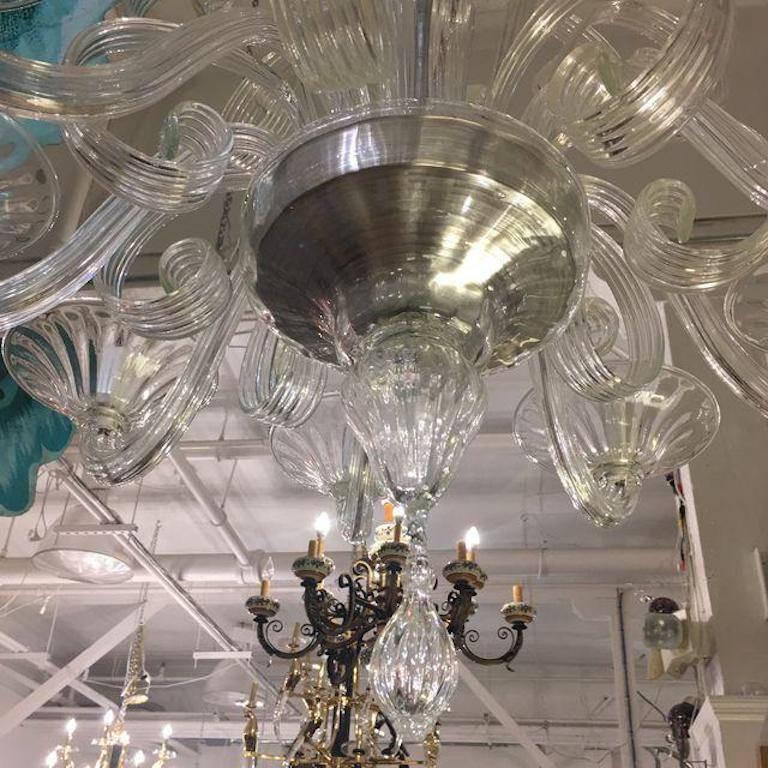 A.V. Mazzega, Venetian Eight-Arm Glass Chandelier In Good Condition For Sale In San Francisco, CA
