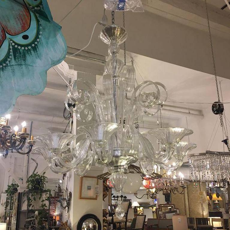 A.V. Mazzega, Venetian Eight-Arm Glass Chandelier For Sale 1