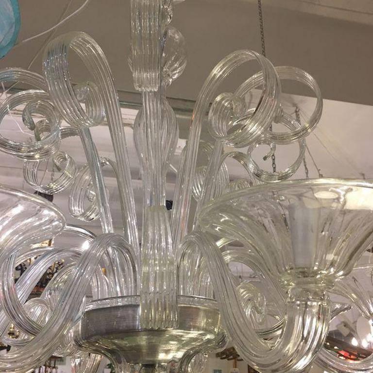A.V. Mazzega, Venetian Eight-Arm Glass Chandelier For Sale 3