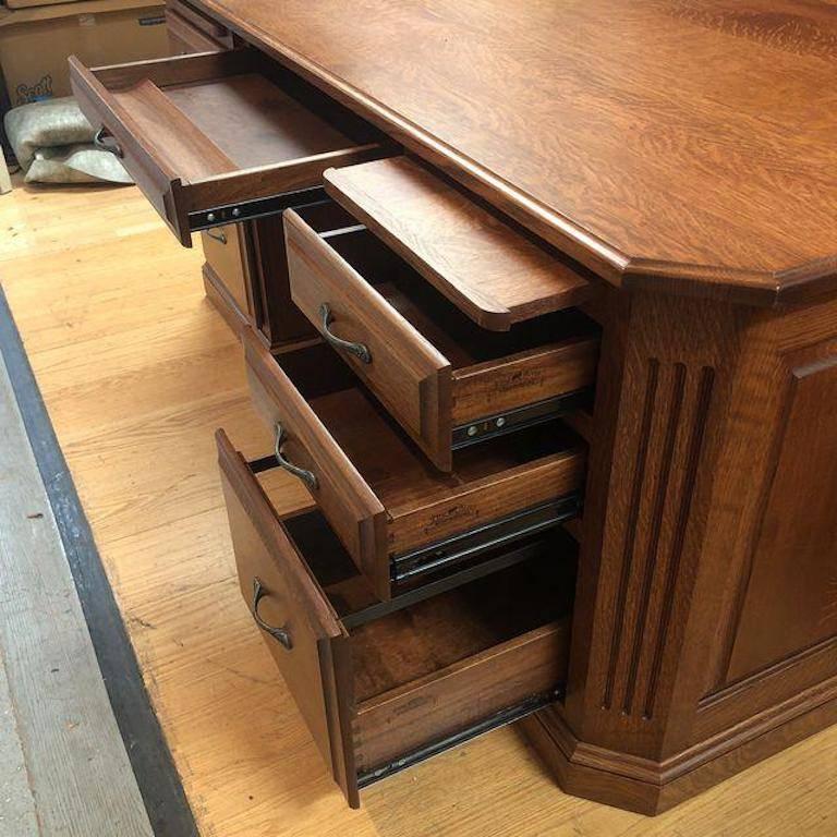 Solid Quarter Sawn Oak Executive Amish Made Desk at 1stDibs