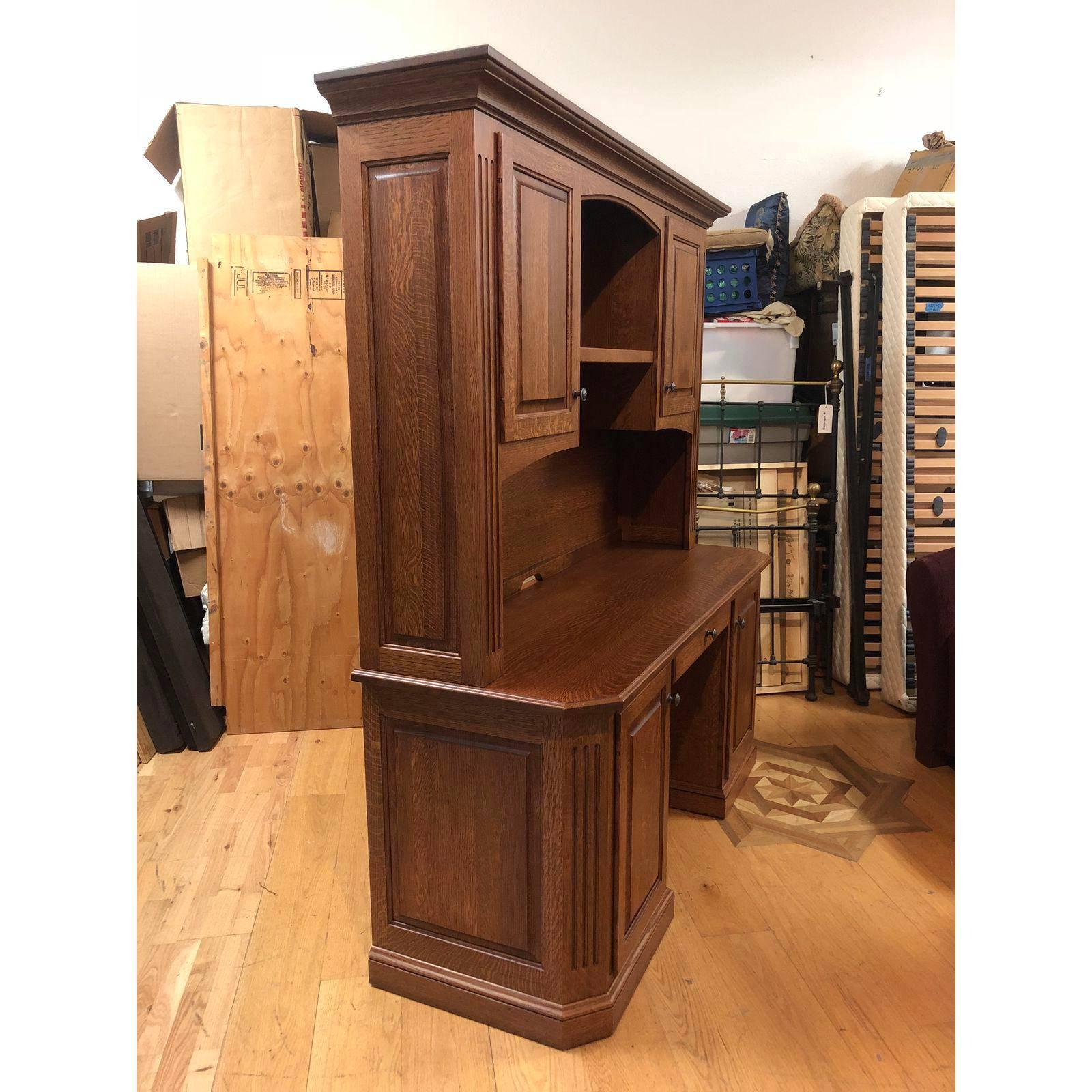 Shaker Solid Quarter Sawn Oak Credenza and Hutch Amish Made