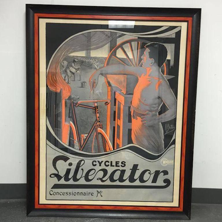 French Liberator Cycles Concessionaire Poster Lithograph