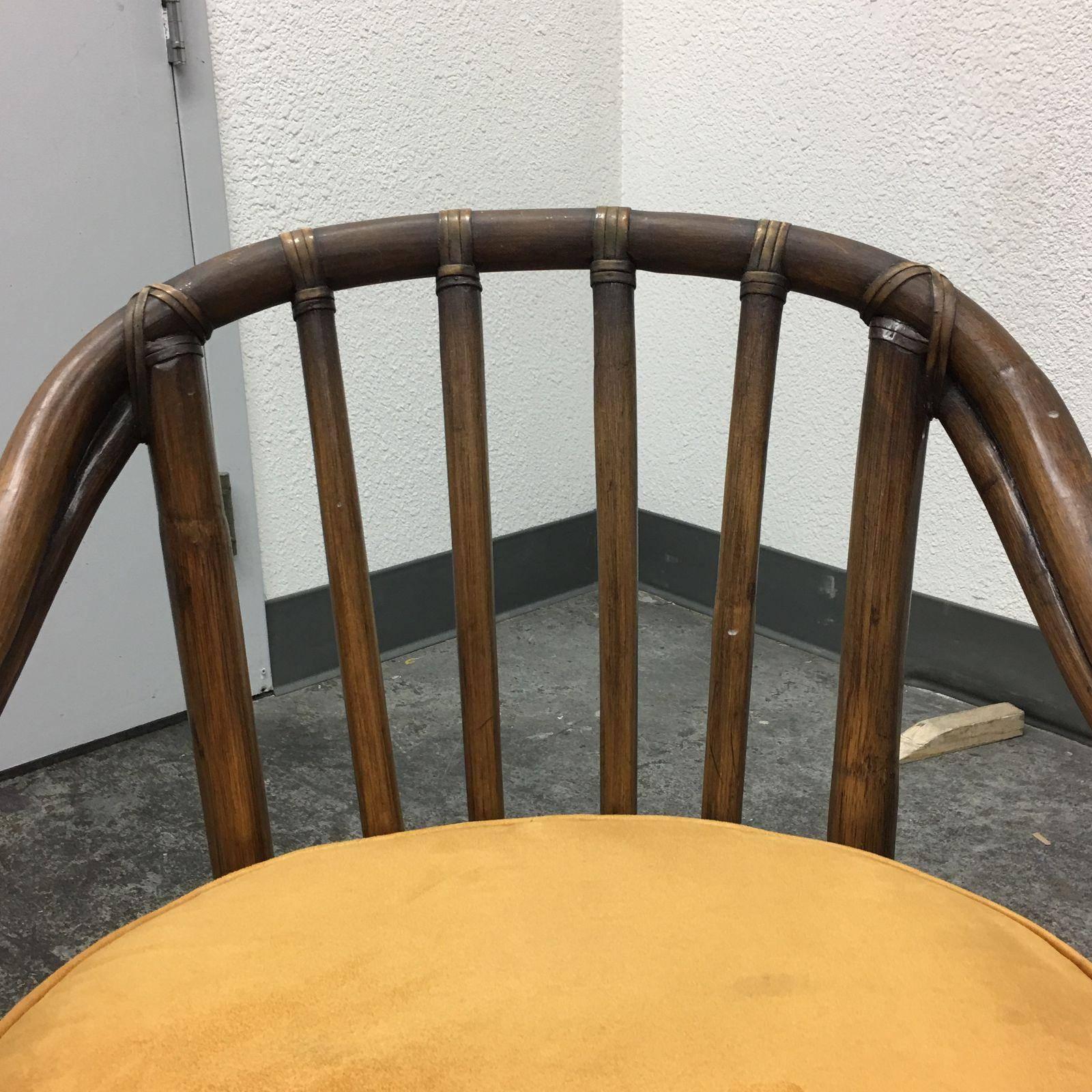 McGuire Bamboo Barrel Chairs, Set of Four In Good Condition In San Francisco, CA