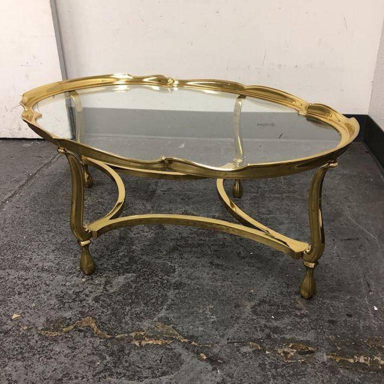 La Barge Solid Brass and Glass Coffee Table at 1stDibs