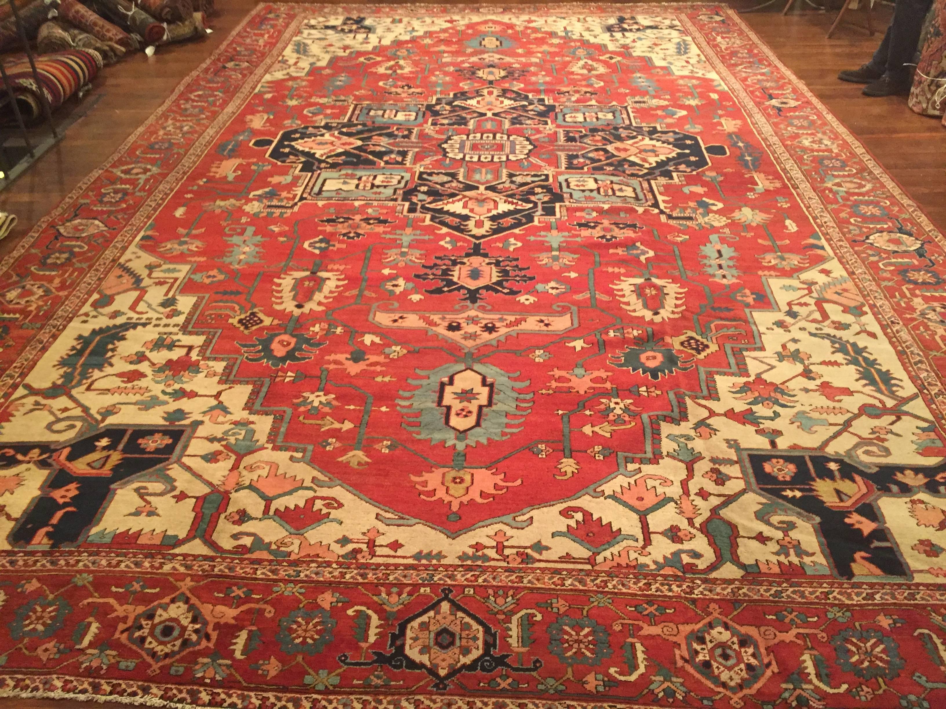 An antique Persian Serapi rug, circa 1890.